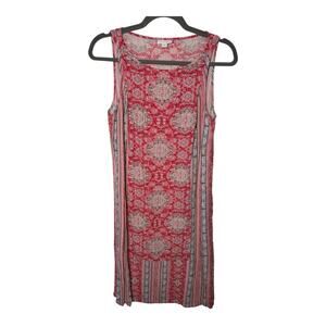 J. Jill Red Pink Paisley Sleeveless Shift Rayon Dress Small
